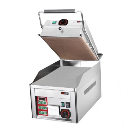 Plaque à snacker électrique de comptoir surface plane chromée avec 2 zones de chauffe Monophasé