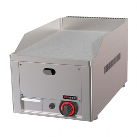 Plaque à snacker gaz de comptoir surface lisse chromée équipée de 1 brûleur