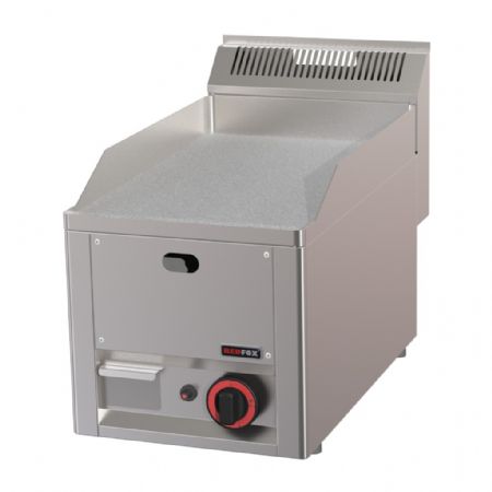 Plaque à snacker gaz de comptoir surface chromée plane - 4 kW