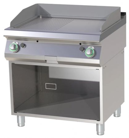 Plaque à snacker lisse/rainurée chromée sur placard ouvert à gaz 14 kW - RM Gastro - FTHRC 780 G