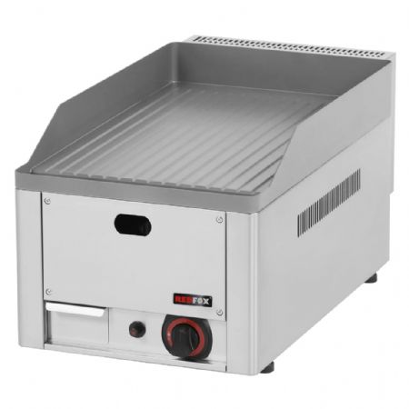 Plaque à snacker gaz de comptoir surface nervurée 4 kW alimentation triphasée