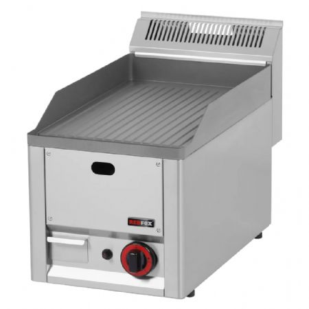 Plaque à snacker gaz de comptoir surface rainurée - 4,0 kW montée en température jusqu’à 300°C