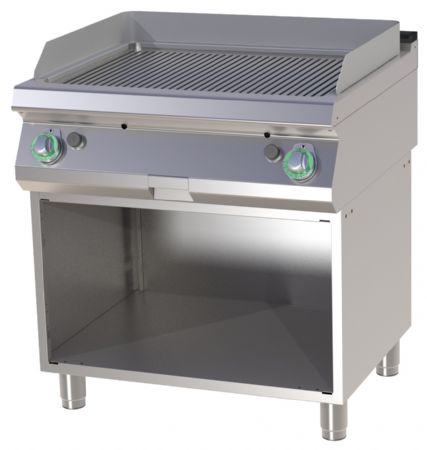 Plaque à snacker rainurée sur placard ouvert à gaz 14 kW - RM Gastro - FTR 780 G