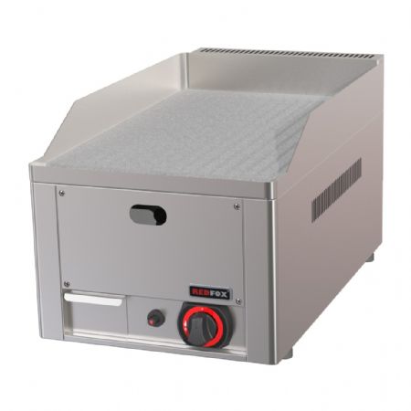 Plaque à snacker gaz de comptoir surface chromée striée - 4,0 kW