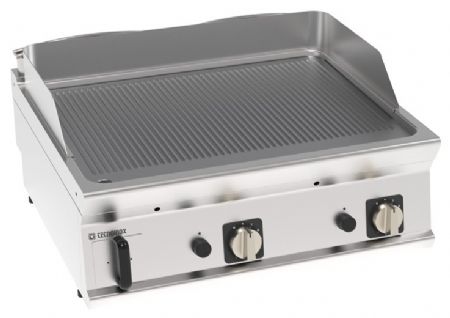 Plaque à snacker gaz à poser chromée brossée rainurée 14 kW - Tecnoinox - FTRR8G7B
