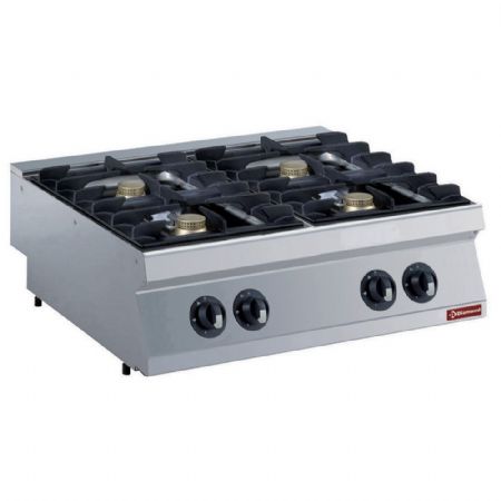 Fourneau profondeur 700 Cuisinière gaz 4 feux, 4x - TOP - Diamond - G17/4F8T-N
