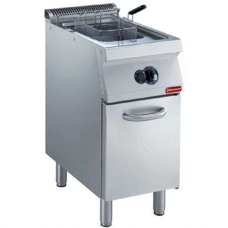 Friteuse professionnelle sur Coffre gaz, cuve en Y 15 litres, brûleurs extérieurs, armoire - Diamond - G17/F15A4-N