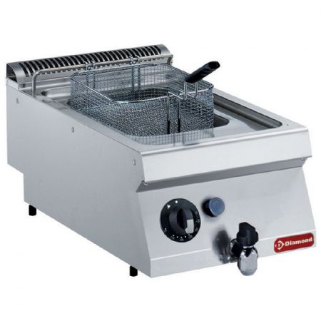 Friteuse cuisine pro profondeur 700 Gaz, cuve en Y 7 L, brûleurs extérieurs - Diamond - G17/F74T-N