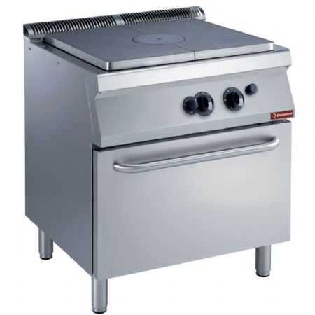Fourneau profondeur 700 taque coup de feu gaz, four gaz GN 2/1, 2 feux - Diamond - G17/TF8-N