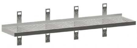 Étagère murale inox perforée avec 4 consoles 1800x300x40 mm - Diamond - G183-SE3