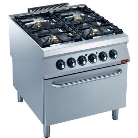 Fourneau profondeur 900 gaz 4 feux vifs, four électrique GN 2/1 - Diamond - G22/4BFE8-N