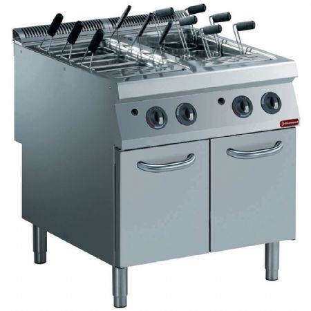 Cuiseur à pâtes pro profondeur 900 gaz, 2 cuves GN 1/1, sur meuble, 40 litres par cuve - Diamond - G22/CPA8-N