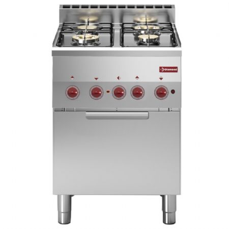 Fourneau profondeur 600 4 feux gaz et four convection électrique GN 2/3 - Diamond - G60/4BFEV6-N