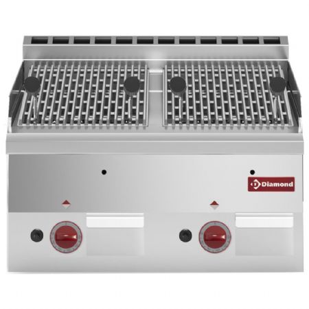Grill pierre de lave profondeur 600 gaz avec grille de cuisson en fonte -Top - Diamond Promo - G60/GPL6T-N Grill pierre de lave profondeur 600 gaz avec grille de cuisson en fonte -Top - Diamond Promo - G60/GPL6T-N