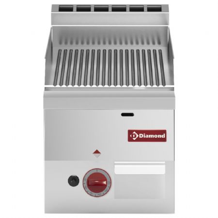 Plaque à snacker pro profondeur 600 gaz surface nervurée - Diamond - G60/PR3T-N