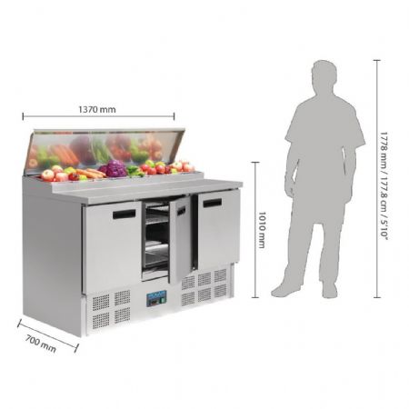 Saladette réfrigérée positive avec couvercle 8 x GN 1/4 - Polar - G605