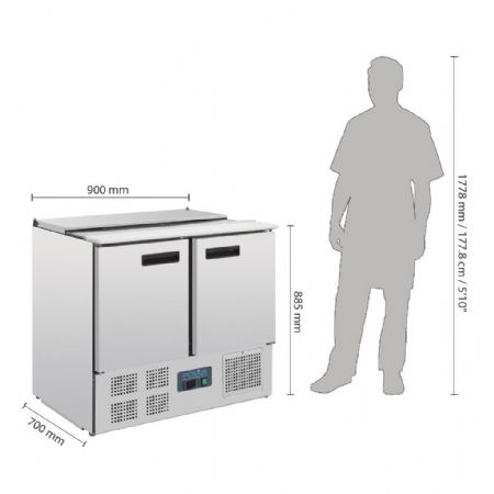 Saladette réfrigérée positive 240 L 2 x GN 1/1 et 3 x GN 1/6 - Polar - G606