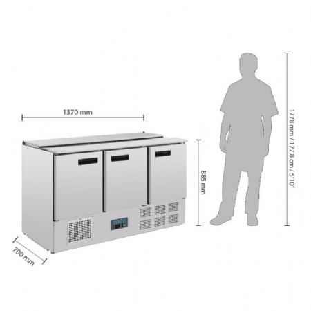Saladette réfrigérée positive 368 L 4 x GN 1/1 - Polar - G607