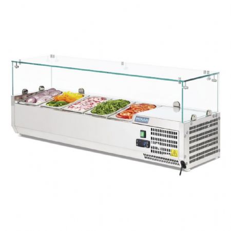 Saladette à Poser avec couvercle vitré 5 x GN 1/4 positive - Polar - G608