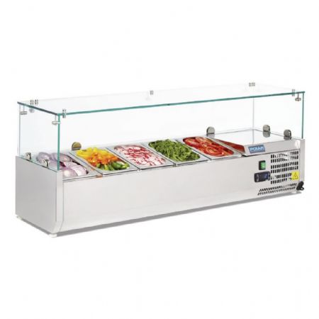 Saladette à Poser avec couvercle vitré 5 x GN 1/4 positive - Polar - G608