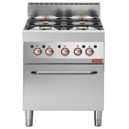 Fourneau profondeur 650 4 brûleurs gaz avec four gaz - Diamond - G65/4BF7-N