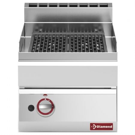 Grill pierre de lave profondeur 650 Grill-vapeur gaz avec grille de cuisson en fonte 400x650x280/380 mm - Diamond - G65/GGF4T-N