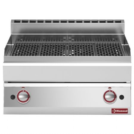Grill pierre de lave profondeur 650 gaz avec grille de cuisson en fonte 700x650x280/380 mm - Diamond - G65/GGF7T-N