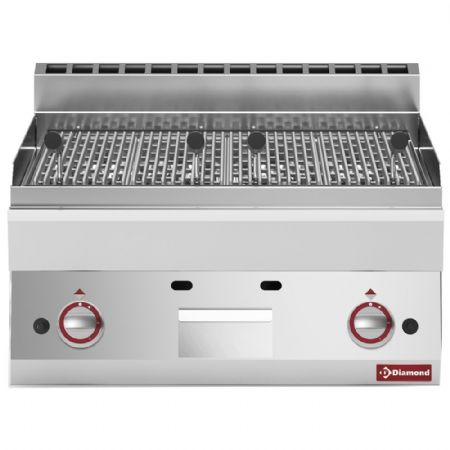 Grill pierre de lave profondeur 650 gaz, grille de cuisson en fonte -Top - Diamond - G65/GPL7T-N