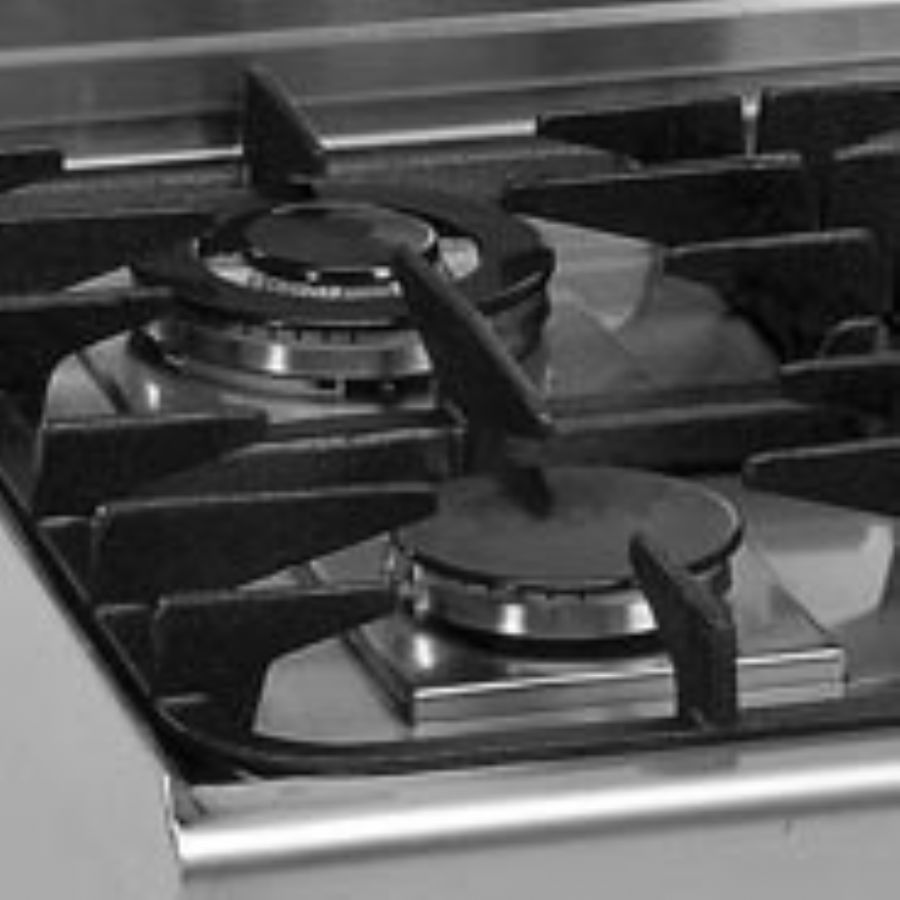 Cuisinire gaz  feux vifs 6 bruleurs  poser - profondeur 600mm