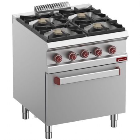 Fourneau profondeur 700 4 brûleurs gaz, four électrique GN 2/1 - Diamond - G7/4BFE7-N Fourneau profondeur 700 4 brûleurs gaz, four électrique GN 2/1 - Diamond - G7/4BFE7-N