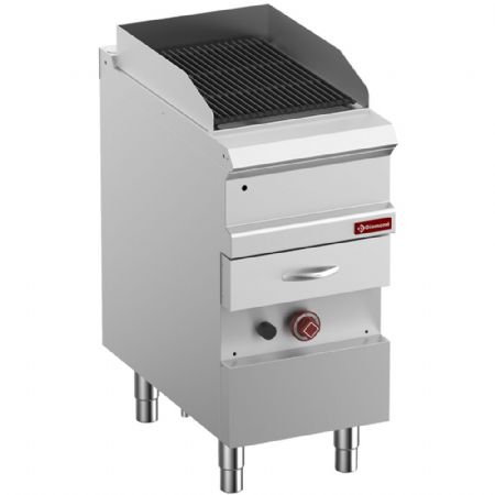 Grill pierre de lave profondeur 700 Gaz, grille en fonte double face, module 1/2, 400x700x850/920 mm - Diamond - G7/GVQA4-N