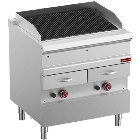 Grill pierre de lave profondeur 700 Gaz sur pied grille fonte réversible 800x700x850/920 mm - Diamond - G7/GVQA8-N