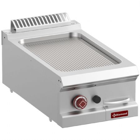 Plaque à snacker pro profondeur 700 gaz avec plaque 1/2 lisse et 1/2 rainurée - Diamond - G7/PR4T-N