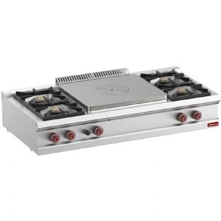 Fourneau profondeur 700 Cuisinière 4 feux vifs avec plaque coup de feu centrale gaz - Diamond - G7/T4B15T-N Fourneau profondeur 700 Cuisinière 4 feux vifs avec plaque coup de feu centrale gaz - Diamond - G7/T4B15T-N