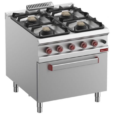 Fourneau profondeur 900 4 feux gaz sur four GN 2/1 avec 2 brûleurs et 2 - Diamond Promo - G9/4BF8-N Fourneau profondeur 900 4 feux gaz sur four GN 2/1 avec 2 brûleurs et 2 - Diamond Promo - G9/4BF8-N