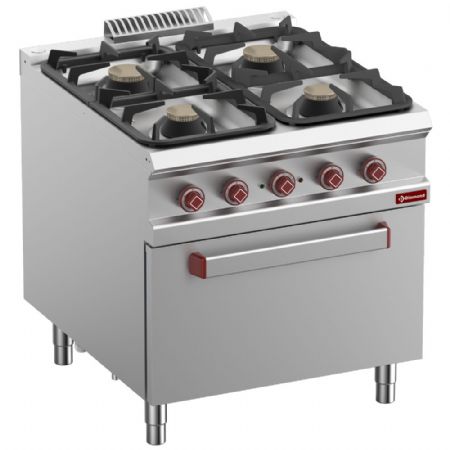 Fourneau profondeur 900 4 brûleurs gaz 2 x et 2 x four électrique GN 2/1 - Diamond - G9/4BFE8-N