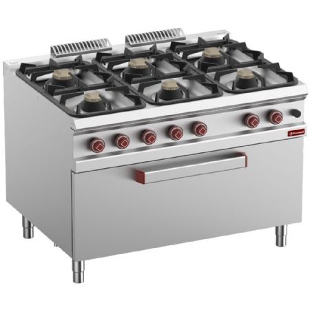Fourneau profondeur 900 6 brûleurs gaz sur four maxi 3x et 3x - Diamond - G9/6BFM12-N