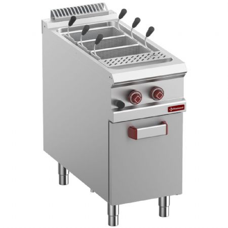 Cuiseur à pâte pro profondeur 900 gaz, 1 cuve 40 litres sur meuble fermé sans paniers - Diamond - G9/CPA4-N