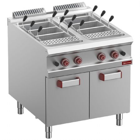 Cuiseur à pâtes pro profondeur 900 gaz sur meuble fermé, 2 cuves 40 litres - Diamond - G9/CPA8-N