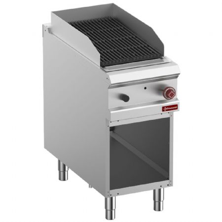 Grill pierre de lave profondeur 900 module 1/2 gaz, grille double face en fonte, armoire ouverte 400x900x850/920 mm - Diamond - G9/GPLA4-ZN