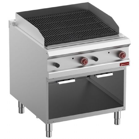Grill pierre de lave profondeur 900 module 1/1 Gaz, grille 2 faces en fonte, armoire ouverte 800x900x850/920 mm - Diamond - G9/GPLA8-ZN