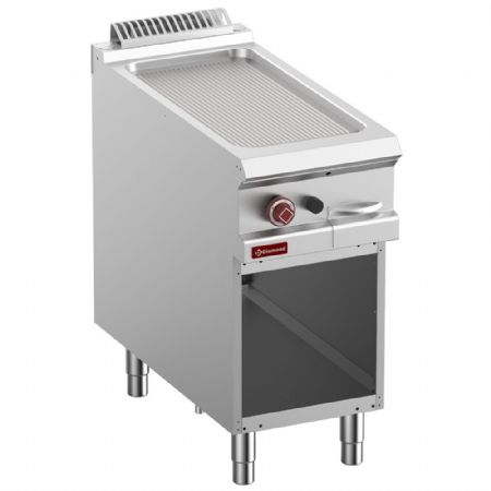 Plaque à snacker pro profondeur 900 rainurée gaz module 1/2 armoire ouverte - Diamond - G9/PRA4-N
