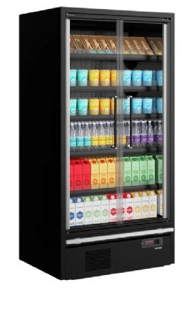 Vitrine noire rfrigre positive pour supermarch 2 portes -1  +5 C - 1018x750x2005 mm