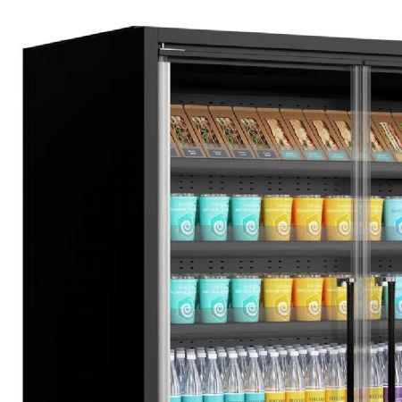 Vitrine noire rfrigre positive pour supermarch 2 portes -1  +5 C - 1018x750x2005 mm
