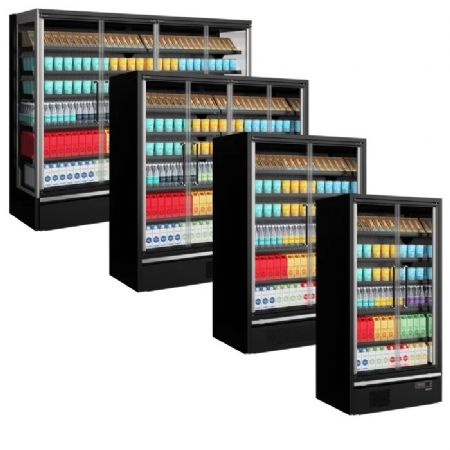 Vitrine noire rfrigre positive pour supermarch 2 portes -1  +5 C - 1018x750x2005 mm