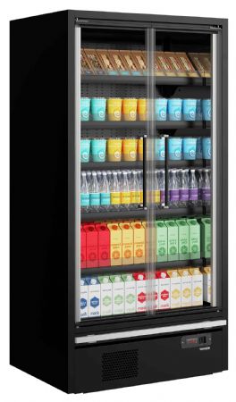 Vitrine murale de supermarché réfrigérée noire 2 portes vitrées positive - Tefcold - Galaxy+ GP10FGD Maxi Black