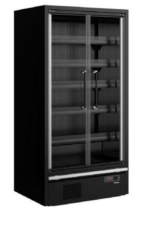 Vitrine rfrigre murale 2 portes vitres froid ventil +5C / -1C capacit 604L noire