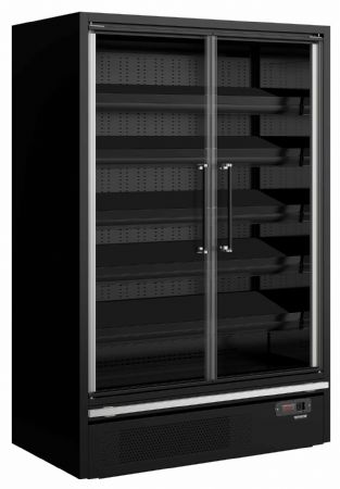 Vitrine murale de supermarché réfrigérée noire 2 portes vitrées positive - Tefcold - Galaxy+ GP14FGD Maxi Black