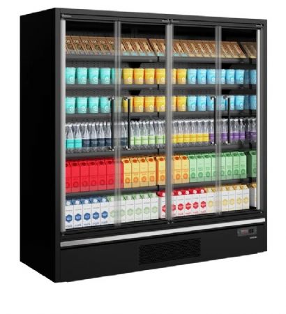 Vitrine noire rfrigre positive pour supermarch 4 portes -1  +5 C - 1995x750x2005 mm