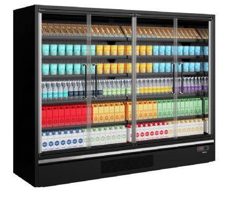 Vitrine murale positive avec 4 portes vitres noir -1C / +5C